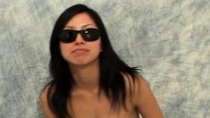Kinky girl in sunglasses Saori takes a fat cock deep down her throat