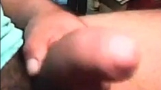 Latino With Thick Fat Uncut Cock Cums Thick Load