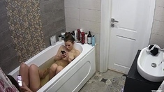 Hot Brunette Taking A Shower On Hidden Cam