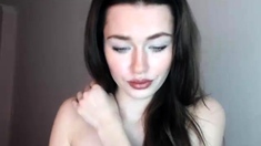 Busty brunette solo masturbation