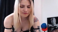 Horny Blonde Uses toy to please her Holes