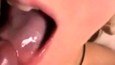 Delicious teen twink eating cum