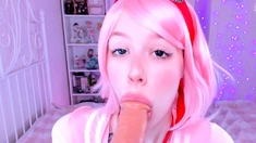 Blonde teen Sonja suck a big cock