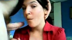 French girl sucks and talks on webcam