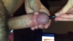 Missus sounding my cock till it explodes